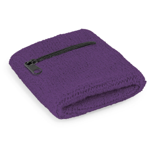 Current Wrist Sweat Band with Pocket (Purple)