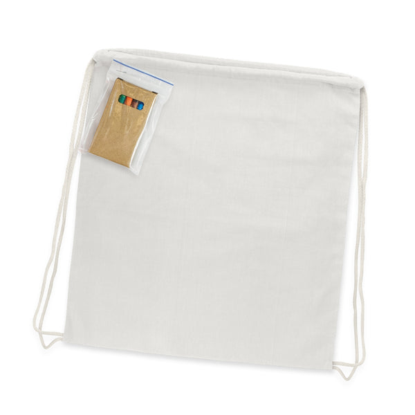 Linen Colouring Drawstring Backpack (White)