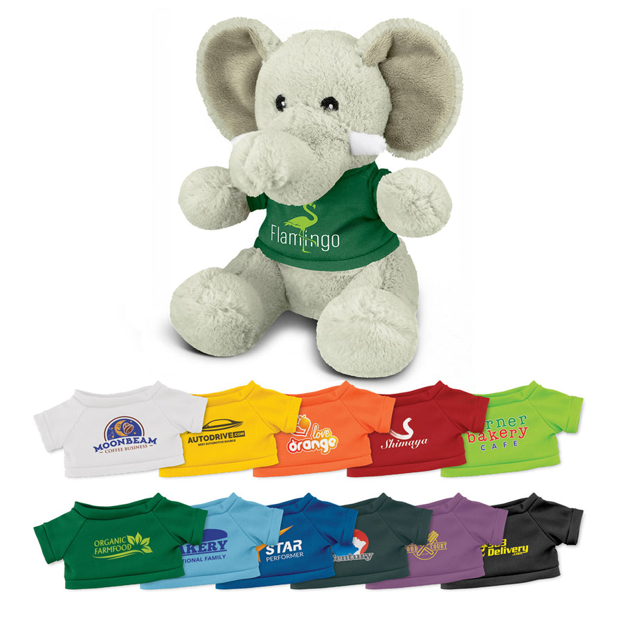 Safari Elephant Plush Toy (T-Shirt: White)