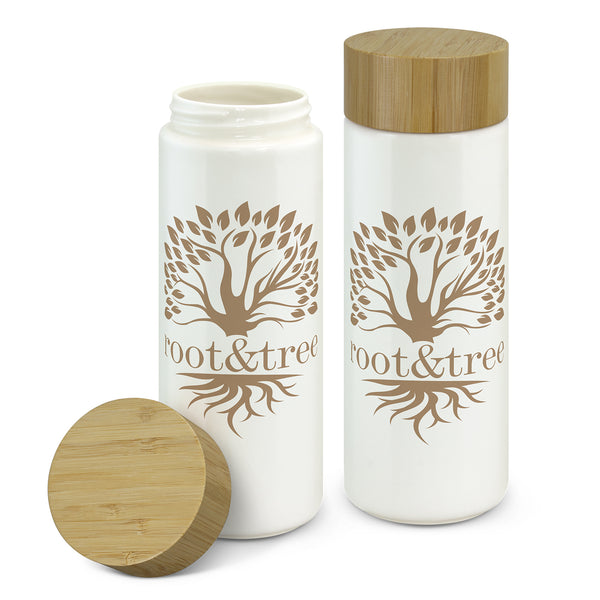 Basin Double Wall Ceramic Bottle (White/Natural)