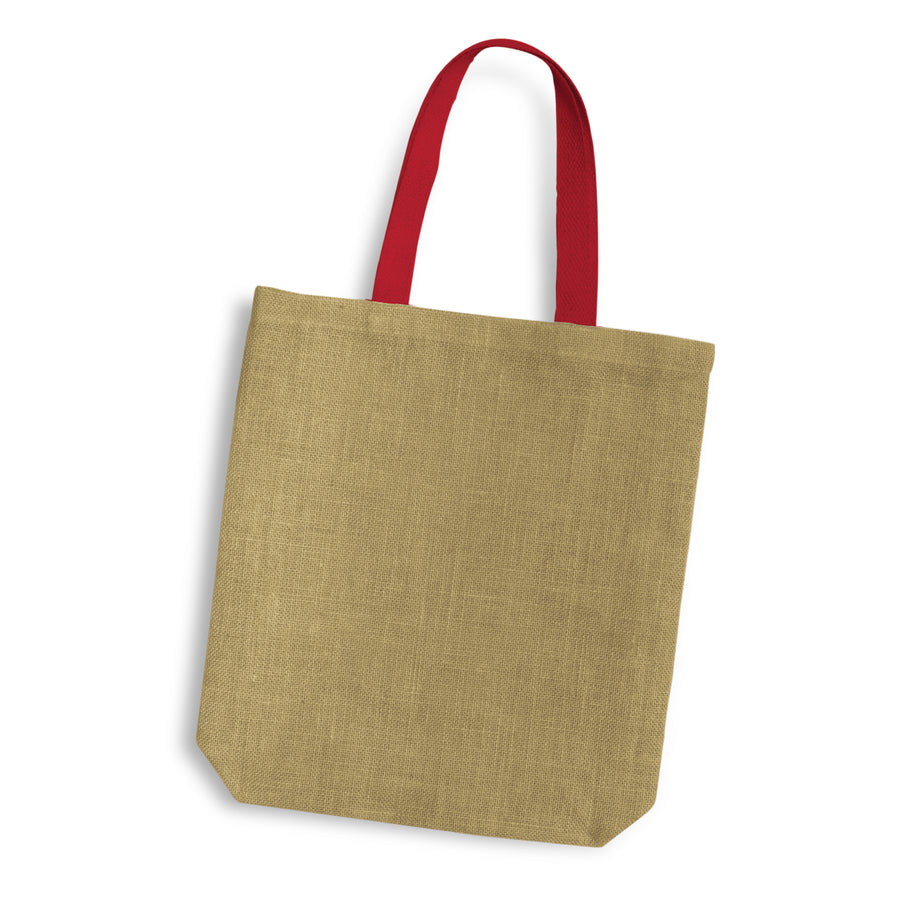 Harbour Jute Tote Bag - Coloured Handles (Red)