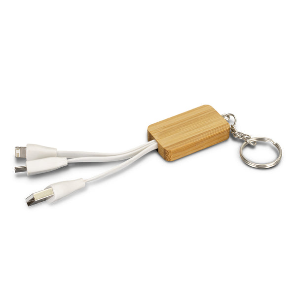 Flax Charging Cable Key Ring - Rectangle (Natural)