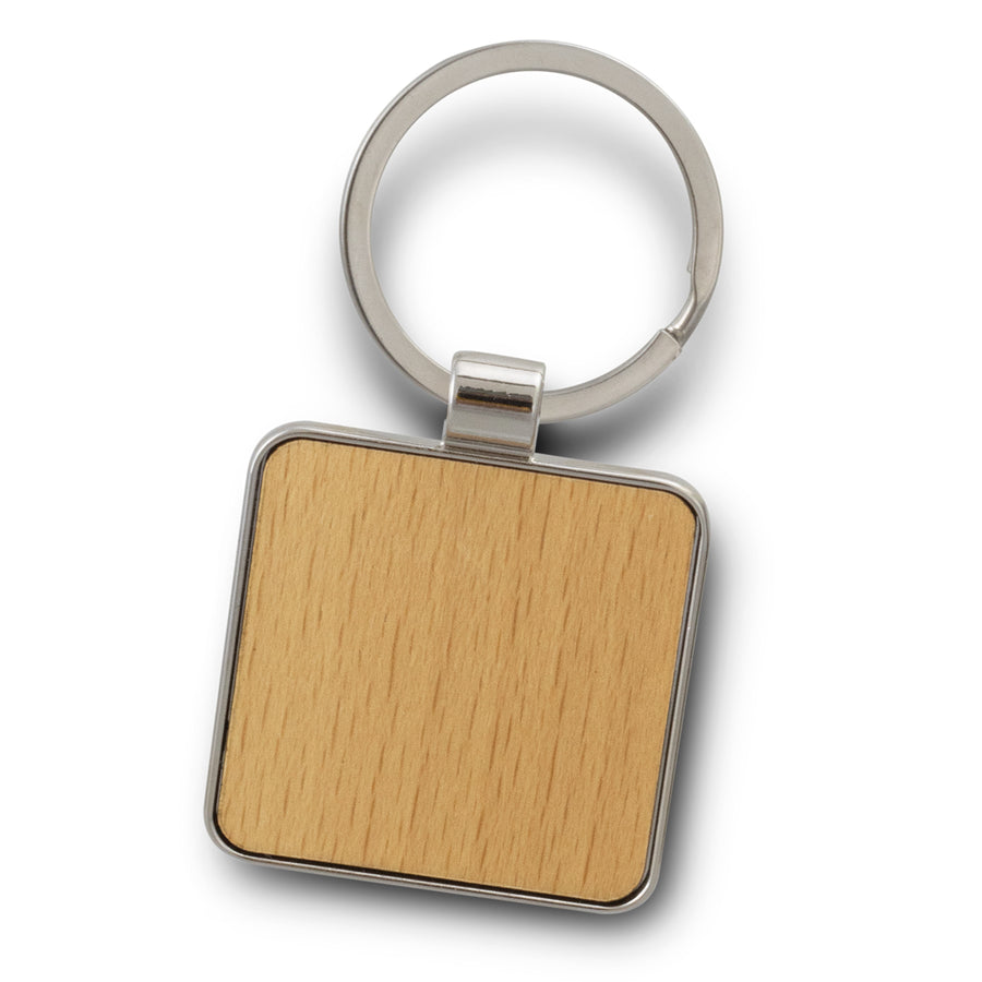 Fob Key Ring - Square (Silver/Natural)