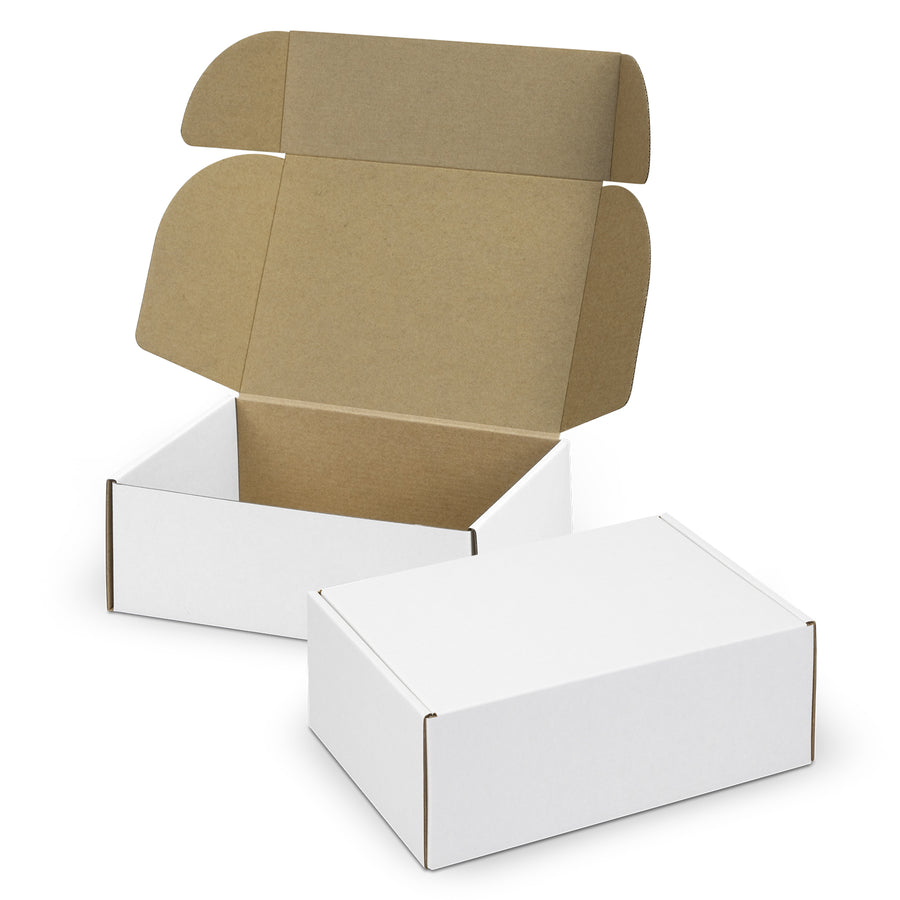 Vault Die Cut Box with Locking Lid - 225x167x83mm (White/Natural)