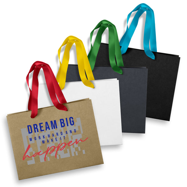 Boutique Medium Ribbon Handle Paper Bag (Light Blue)