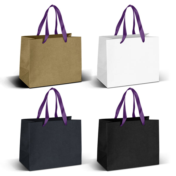 Boutique Medium Ribbon Handle Paper Bag (Purple)