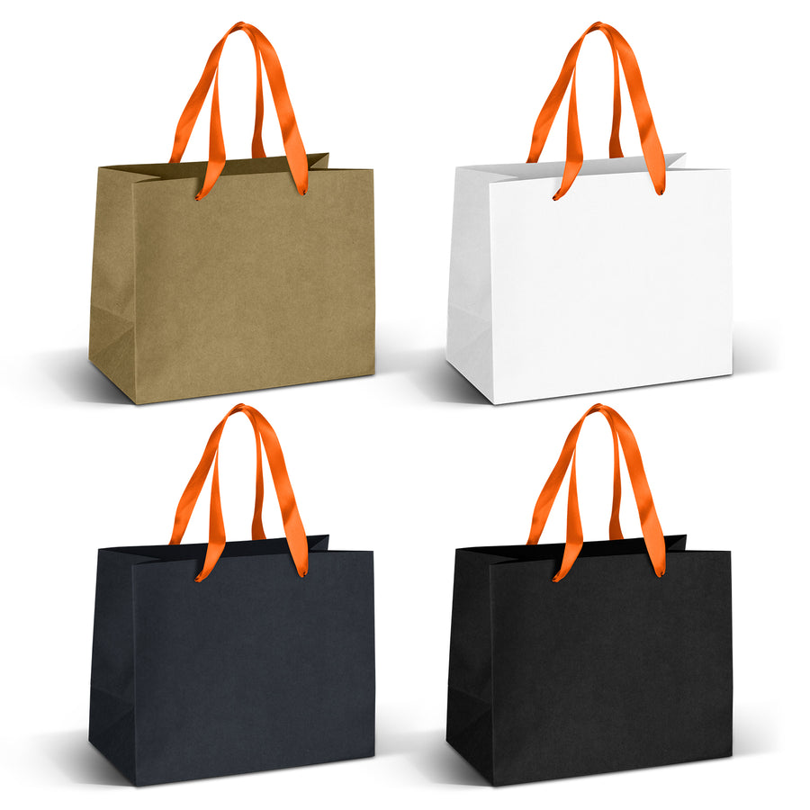 Boutique Medium Ribbon Handle Paper Bag (Orange)