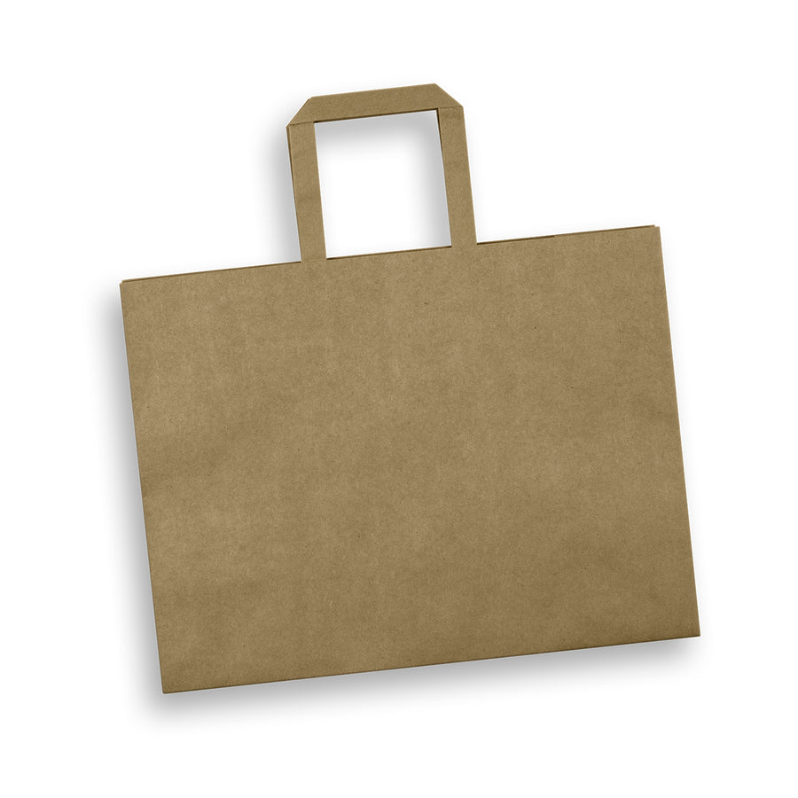 Canvas Large Flat Handle Paper Bag Landscape (Natural)