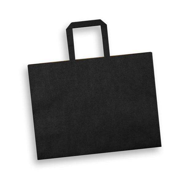 Canvas Large Flat Handle Paper Bag Landscape (Black)