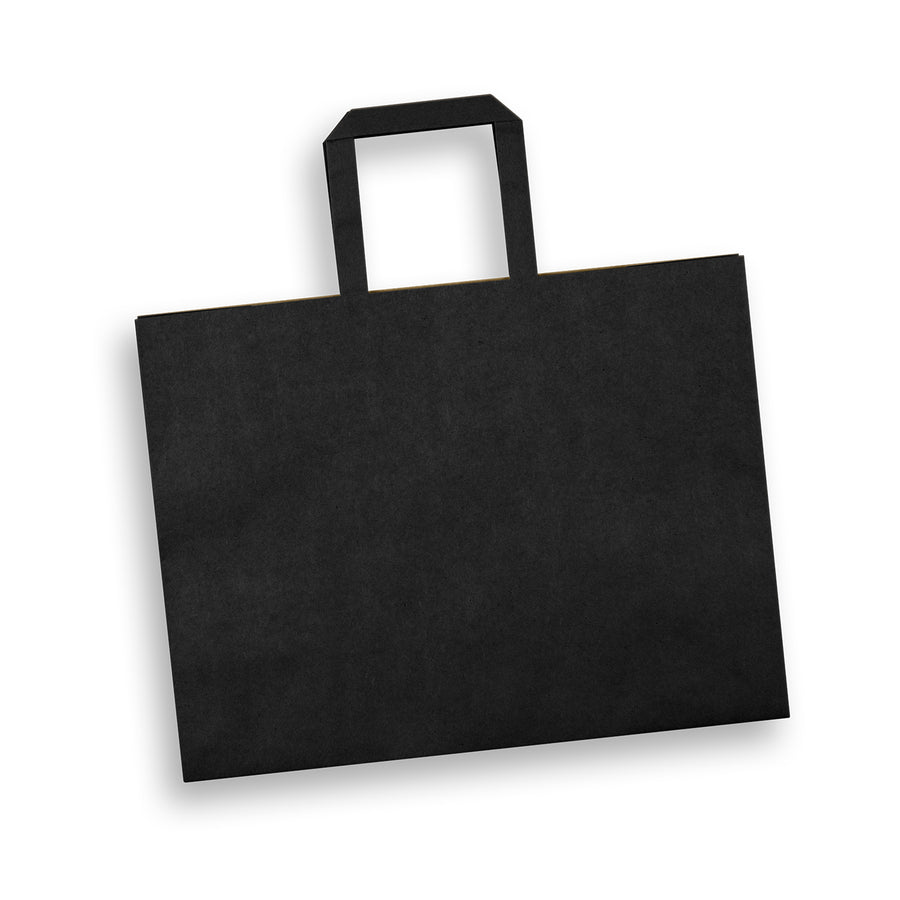 Canvas Large Flat Handle Paper Bag Landscape (Black)