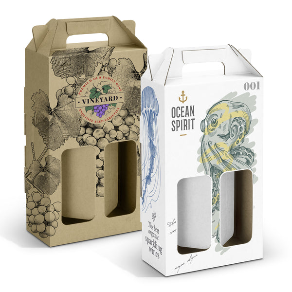 Crest Wine Carry Pack - Double (Natural/White)