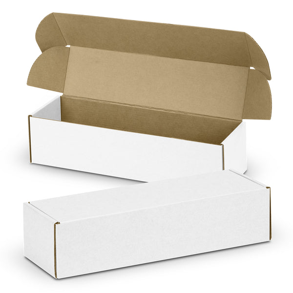 Crest Die Cut Box with Locking Lid - 295x76x76mm (White/Natural)