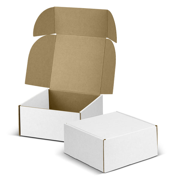Vault Die Cut Box with Locking Lid - 167x167x83mm (White/Natural)