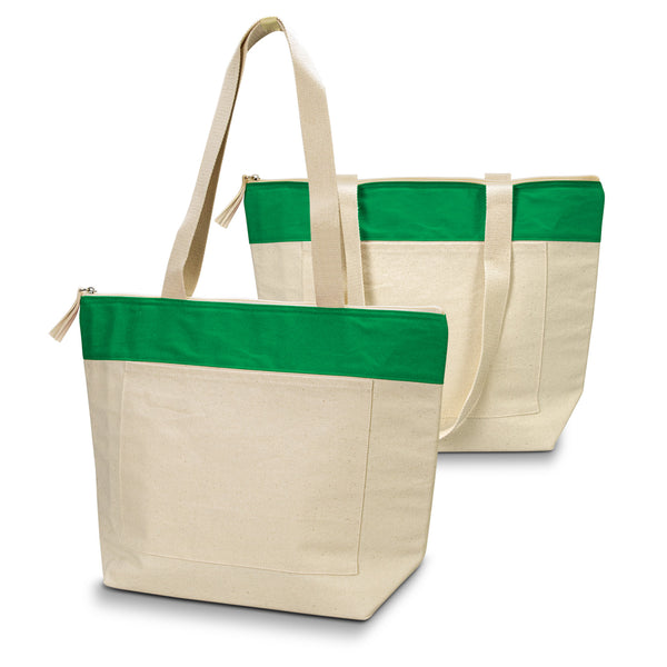 Canvas Cotton Cooler Tote (Natural/Kelly Green)