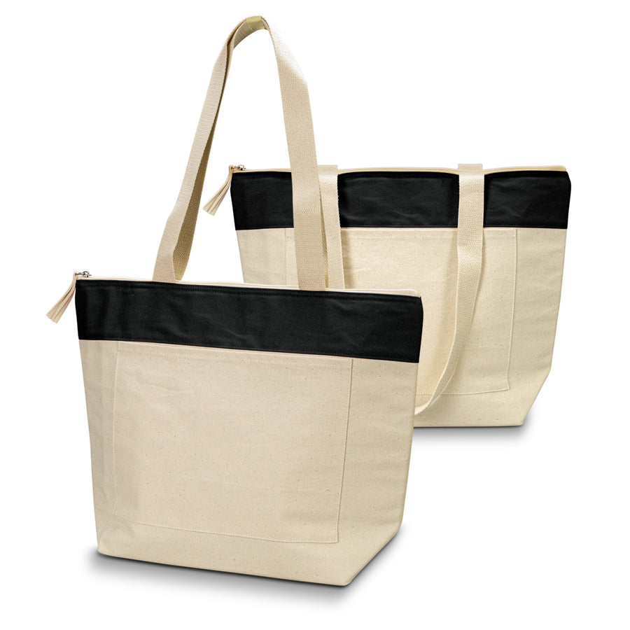 Canvas Cotton Cooler Tote (Natural/Black)