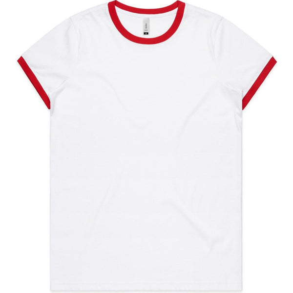 AS Colour Women's Maple Ringer Tee | 4053 (White/Red)