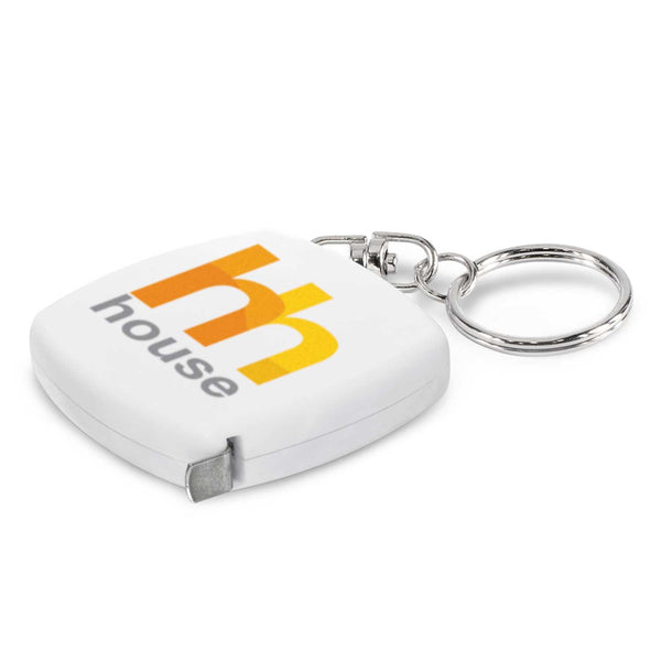 Gauge Tape Measure Key Ring (White)