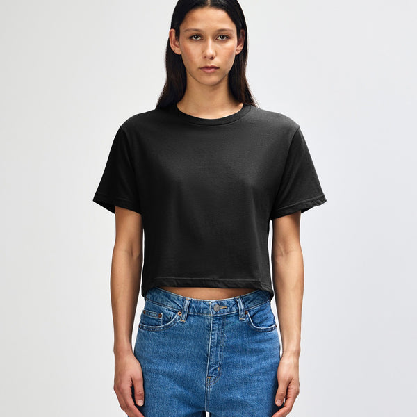 American Apparel 102 Boxy Cropped T-Shirt (Black)