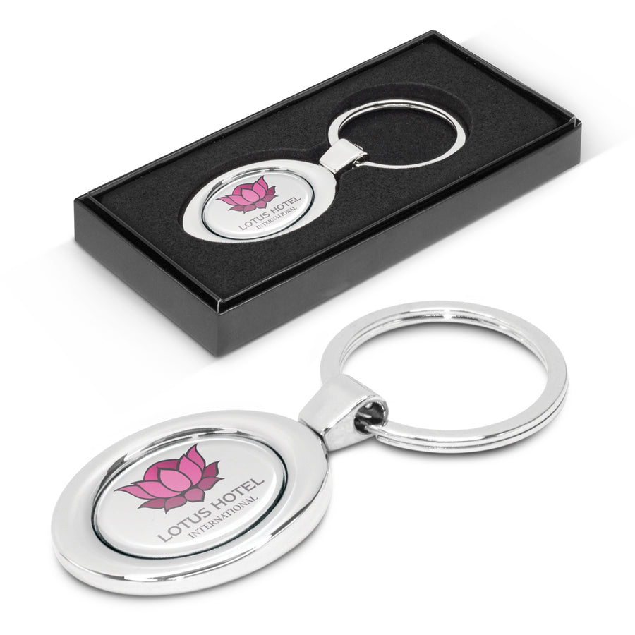 Chrome Oval Metal Key Ring (Shiny Chrome)