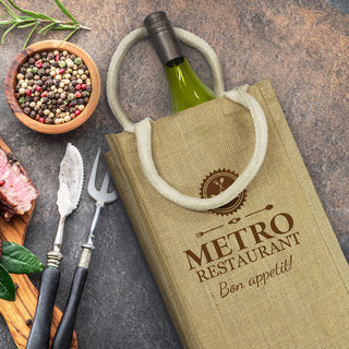 Cellar Jute Double Wine Carrier (Natural) — Feature
