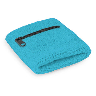 Current Wrist Sweat Band with Pocket (Light Blue)