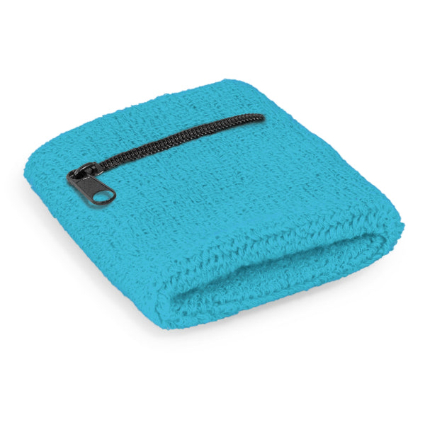 Current Wrist Sweat Band with Pocket (Light Blue)
