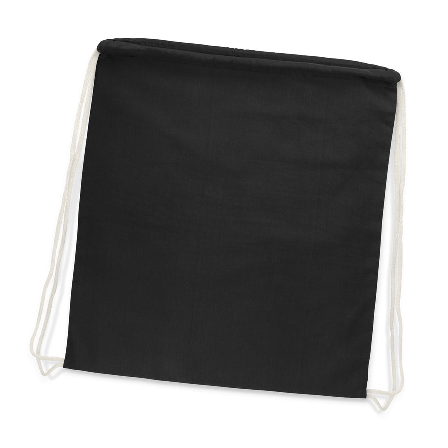 Canvas Cotton Drawstring Backpack (Black)