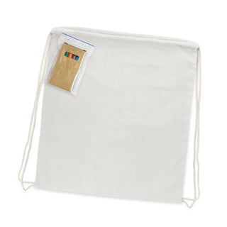Linen Colouring Drawstring Backpack (White)