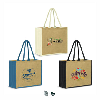 Basin Jute Tote Bag (Natural/Black) — Impact Aware