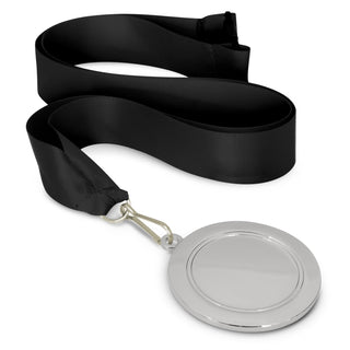 Crest Medal - 65mm (Black) — Black/Silver