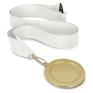 Crest Medal - 65mm (Bright Green) — White/Gold