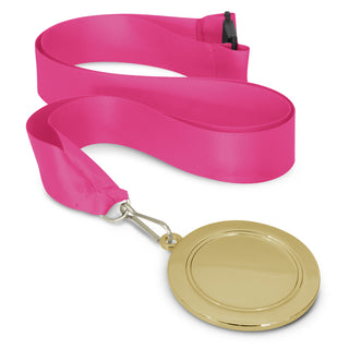 Crest Medal - 65mm (Pink) — Pink/Gold