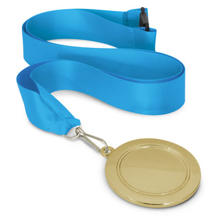 Crest Medal - 65mm (Bright Green) — Light Blue/Gold