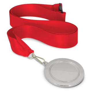 Crest Medal - 65mm (Red) — Red/Silver
