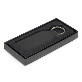 Fob Prince Leather Key Ring  - Rectangle (Black) — Gift Box