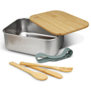 Grove Lunch Box with Cutlery (Natural/Silver) — Internal