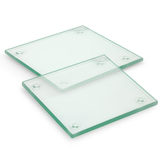 Crystal Glass Coaster - Set of 2 - Square - Full Colour (Clear) — Clear