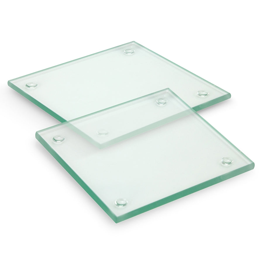 Crystal Glass Coaster - Set of 2 - Square - Full Colour (Clear)