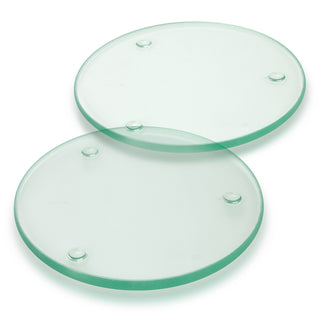 Crystal Glass Coaster - Set of 2 - Round - Full Colour (Clear) — Clear