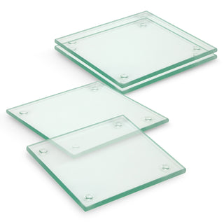 Crystal Glass Coaster - Set of 4 - Square - Full Colour (Clear) — Clear