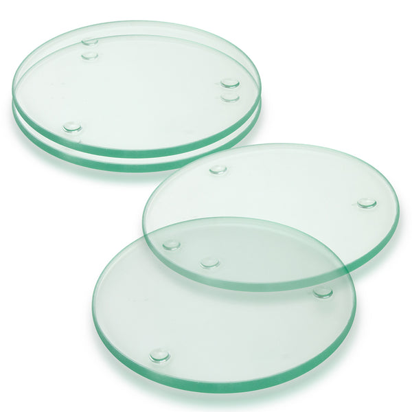 Crystal Glass Coaster - Set of 4 - Round - Full Colour (Clear)