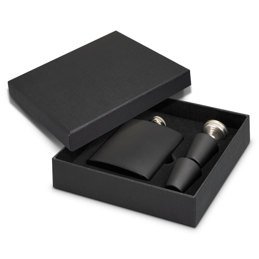 Summit Hip Flask Gift Set (Black)