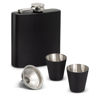 Summit Hip Flask Gift Set (Black) — Set