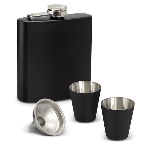 Summit Hip Flask Gift Set (Black)