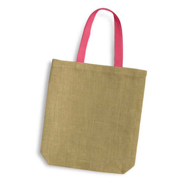 Harbour Jute Tote Bag - Coloured Handles (Pink)