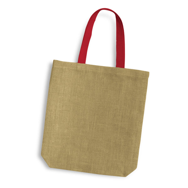 Harbour Jute Tote Bag - Coloured Handles (Red)