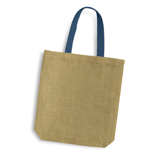 Harbour Jute Tote Bag - Coloured Handles (Dark Blue)