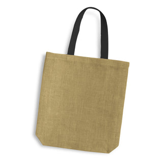 Harbour Jute Tote Bag - Coloured Handles (Black)