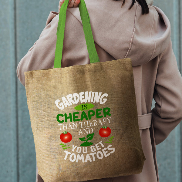 Harbour Jute Tote Bag - Coloured Handles (Kelly Green)