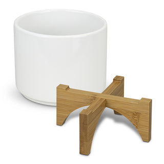 Grove Planter with Bamboo Base (White/Natural) — Components